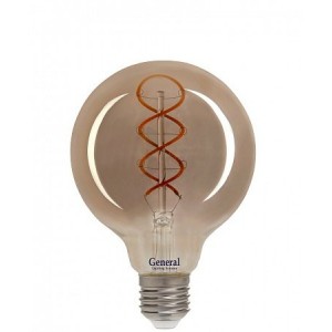 Лампа Филамент дымчато-серый G95 6 Вт Теплый свет General GLDEN-G95DSS-6-230-E27-1800 RSP